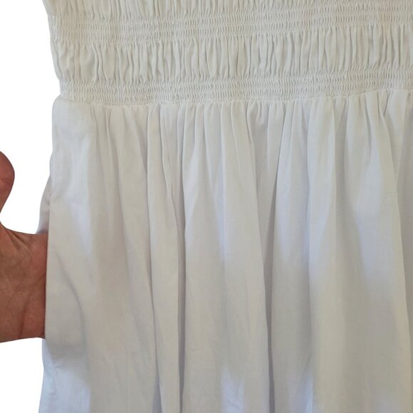 Madewell The Melody Bubble-Hem Smocked Midi Dress in Poplin Size XS White NWOT - Picture 7 of 10